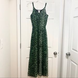 Green and black leopard print maxi dress